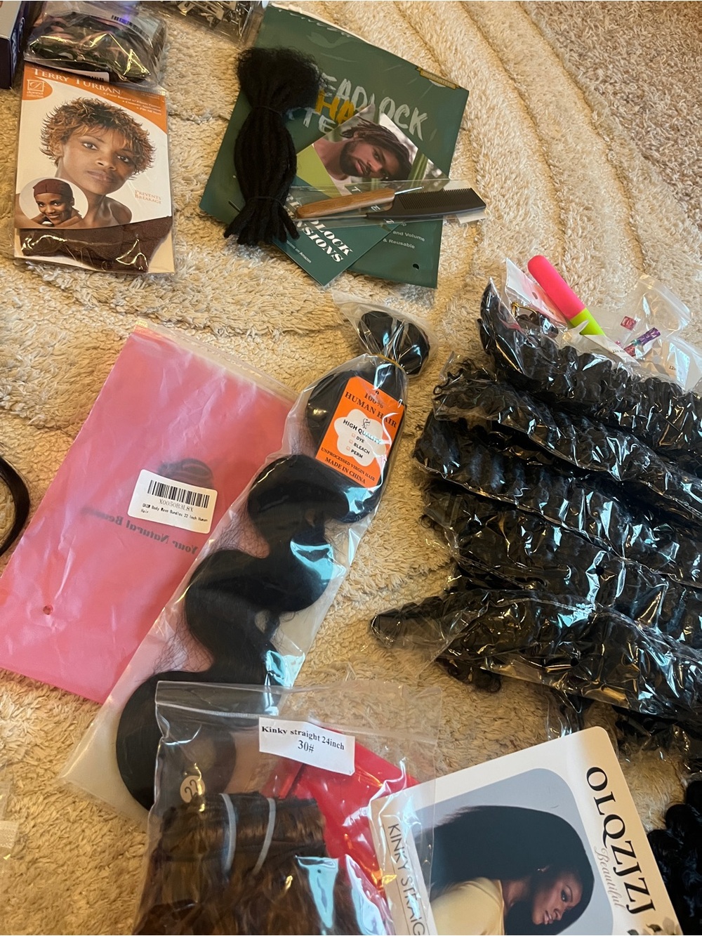 NWT Huge Assorted Hair Extensions & Wigs & Accessories both Human and Synthetic - Picture 2 of 13